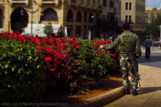 lebano, beirut soldier flowers
